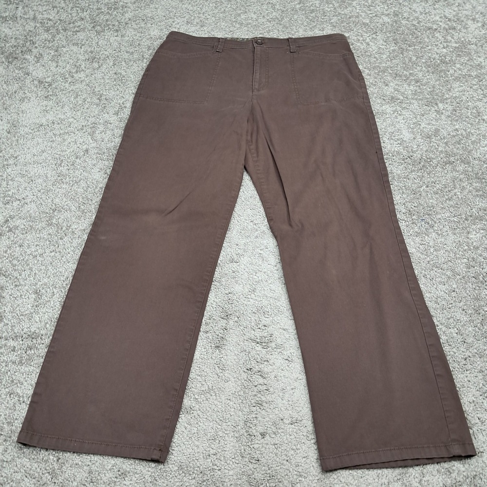 Gloria Vanderbilt Womens Brown Straight Leg Stretch Cotton Pants Size 18 Average